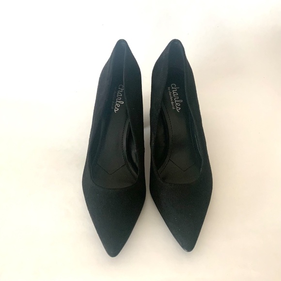 Charles David Arya Black Pump Block heel pointed toe Classic Dress Shoes Heels 8 - Picture 4 of 7